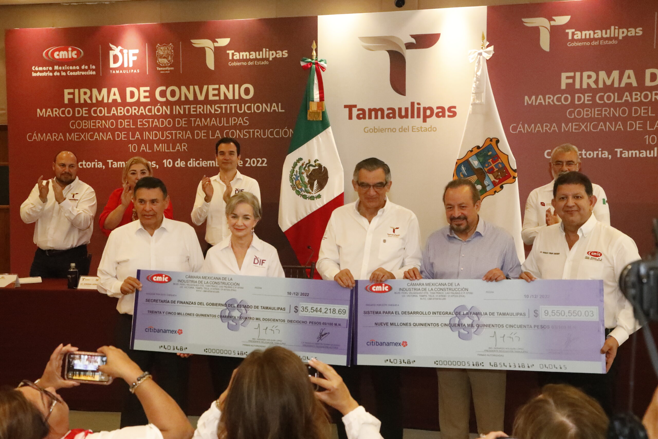 Atestigua DIF Tamaulipas firma de convenio entre Gobierno del Estado y la CMIC.
