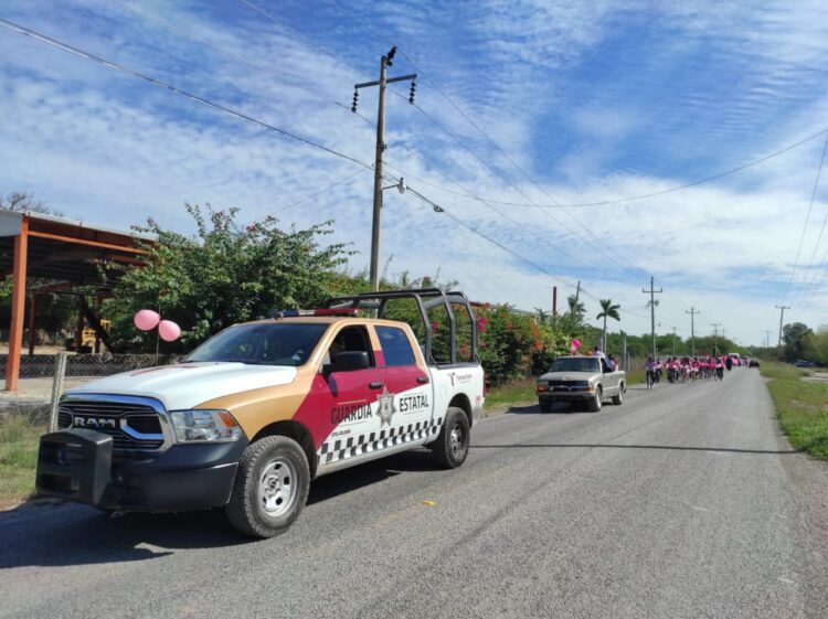 Guardia Estatal brinda seguridad en Rodada Ciclista y Zumbatón Rosa