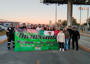 Cruza Caravana del Migrante Potosino, por la Aduana de Matamoros