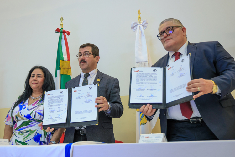 Preside rector Dámaso Anaya firma de convenio UAT y TRIELTAM